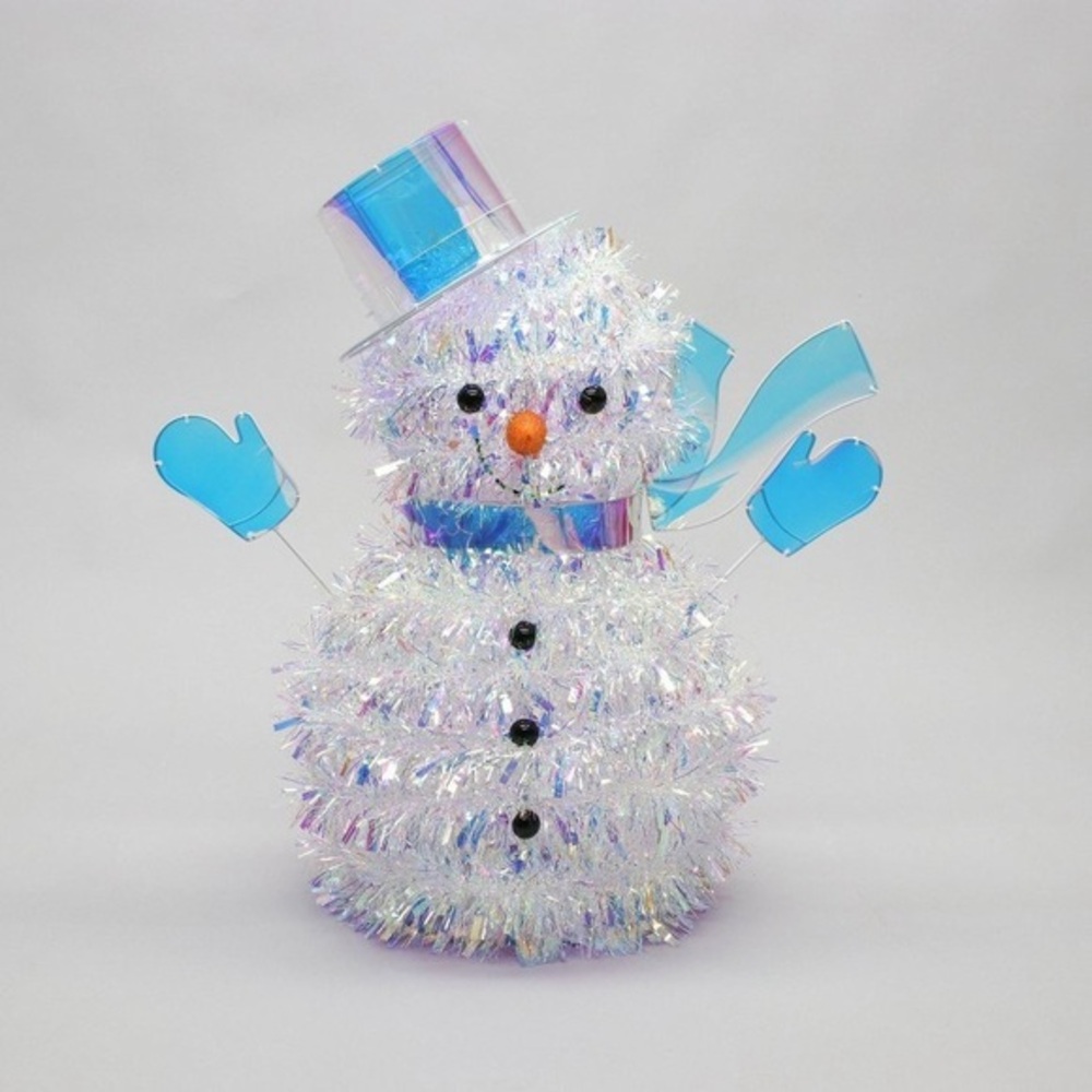 NIB. WONDERSHOP 28” Tinsel Snowman Decoration